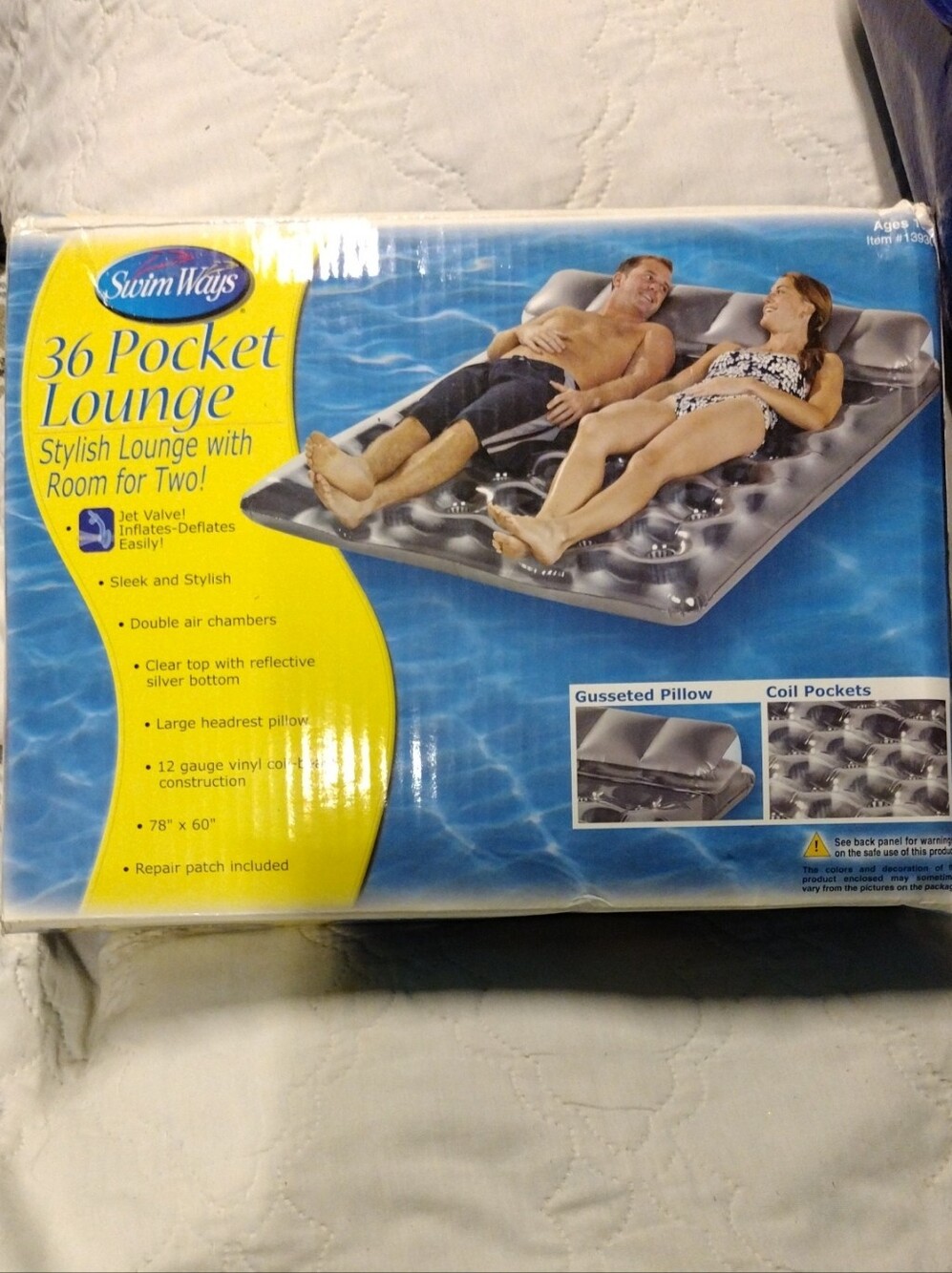 Swim Ways 36 Pocket Lounge Inflatable Pool Float - Silver